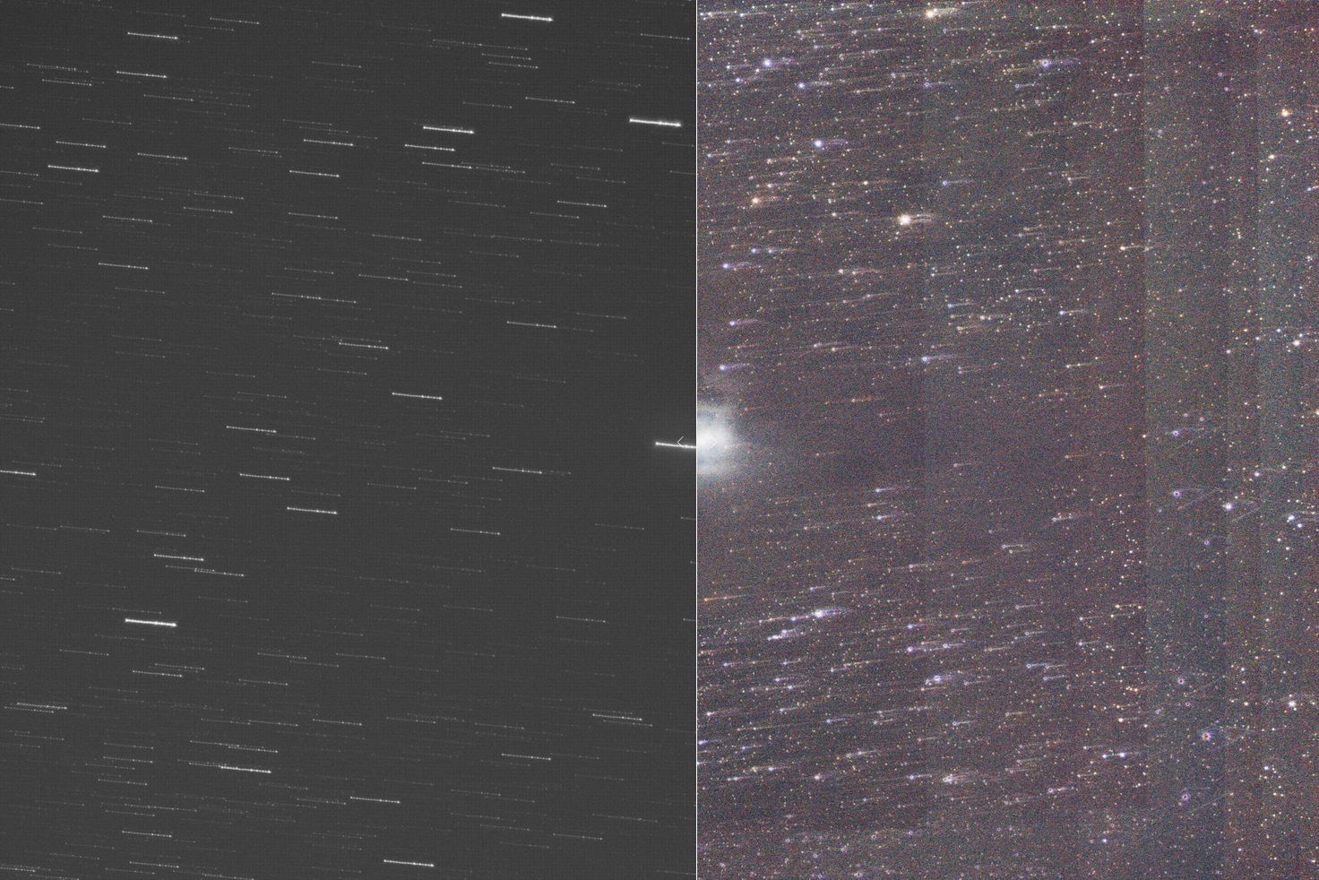 Side-by-side bad image of Iris Nebula